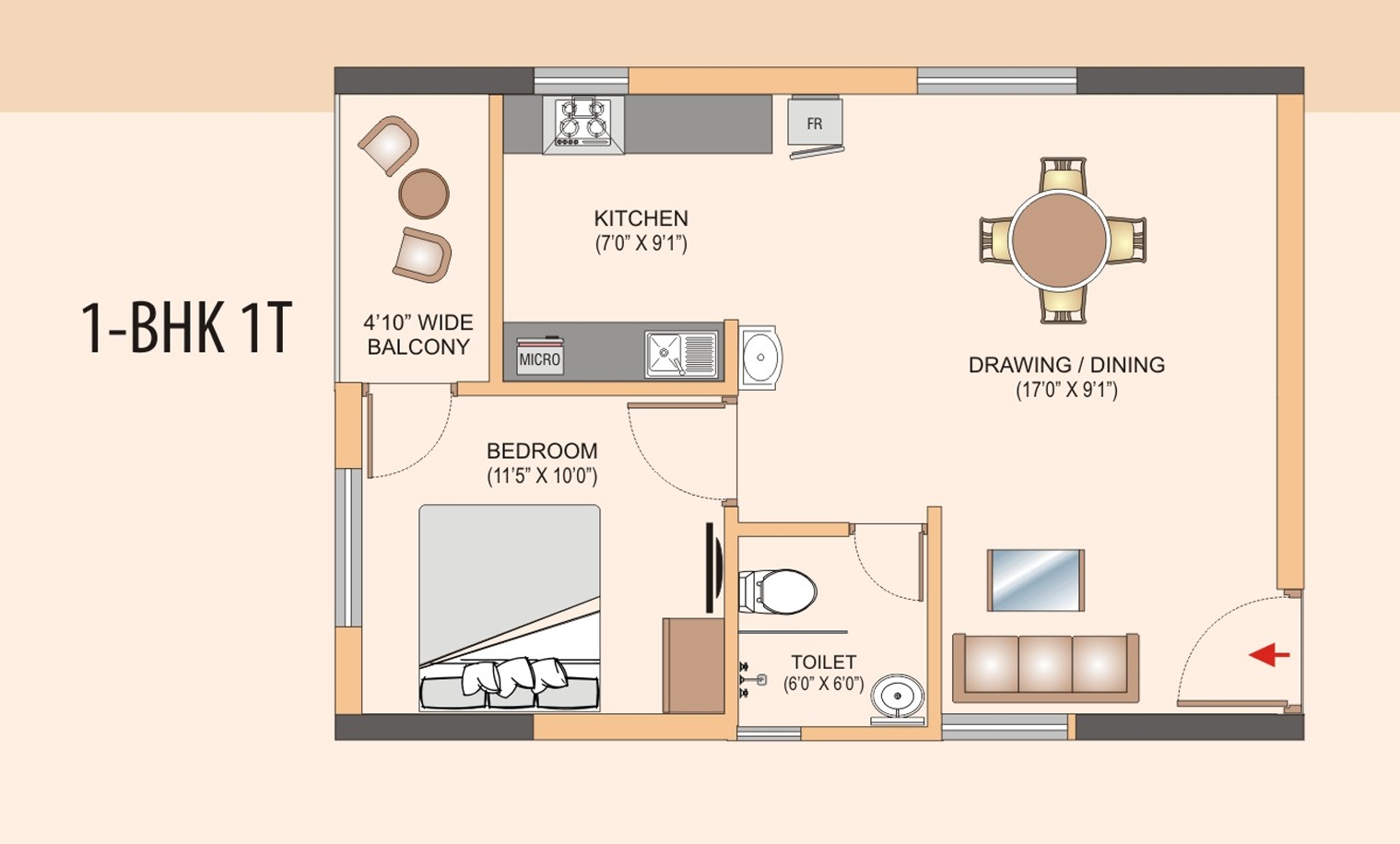 Laxmi Annex Floor Plan 1 BHK 1T