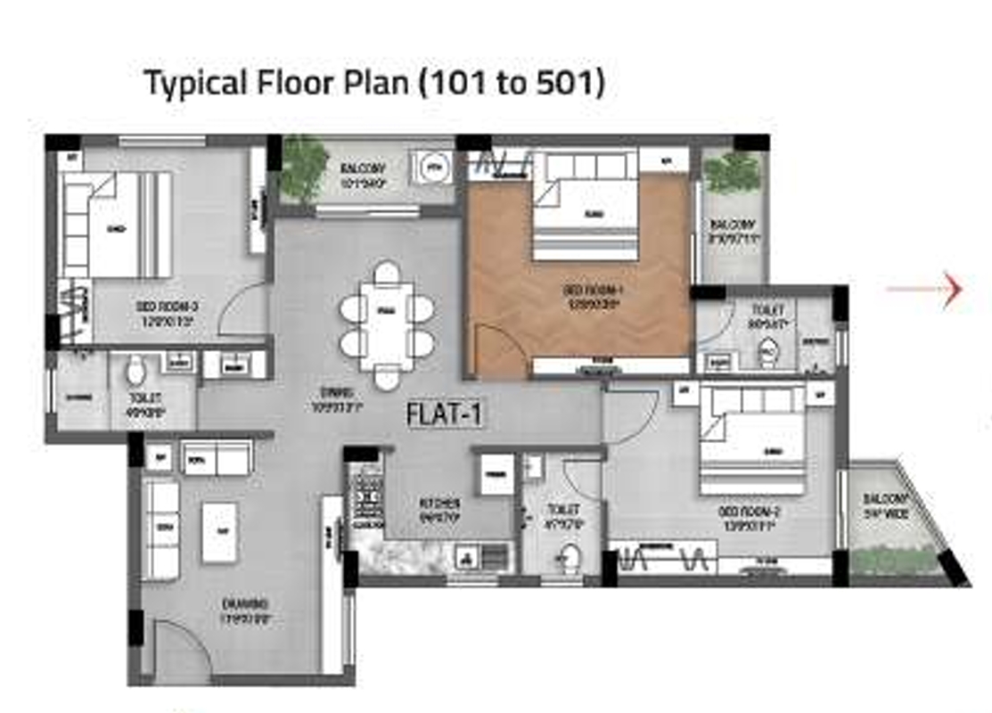 Laxmi Ashiyana Typical Floor Plan (101 To 501)