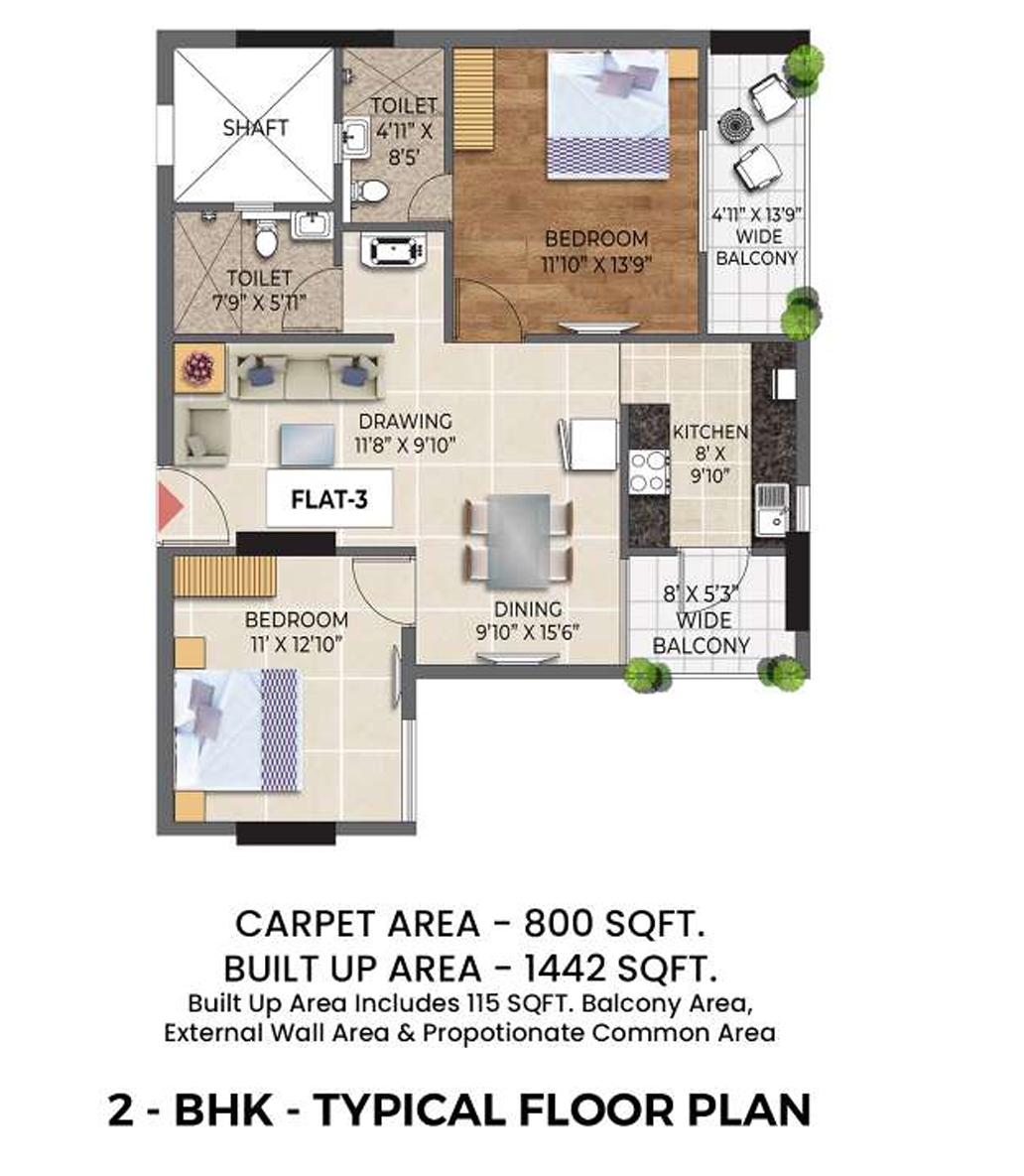 Laxmi Fresh Living Typical Floor Plan 2 BHK
