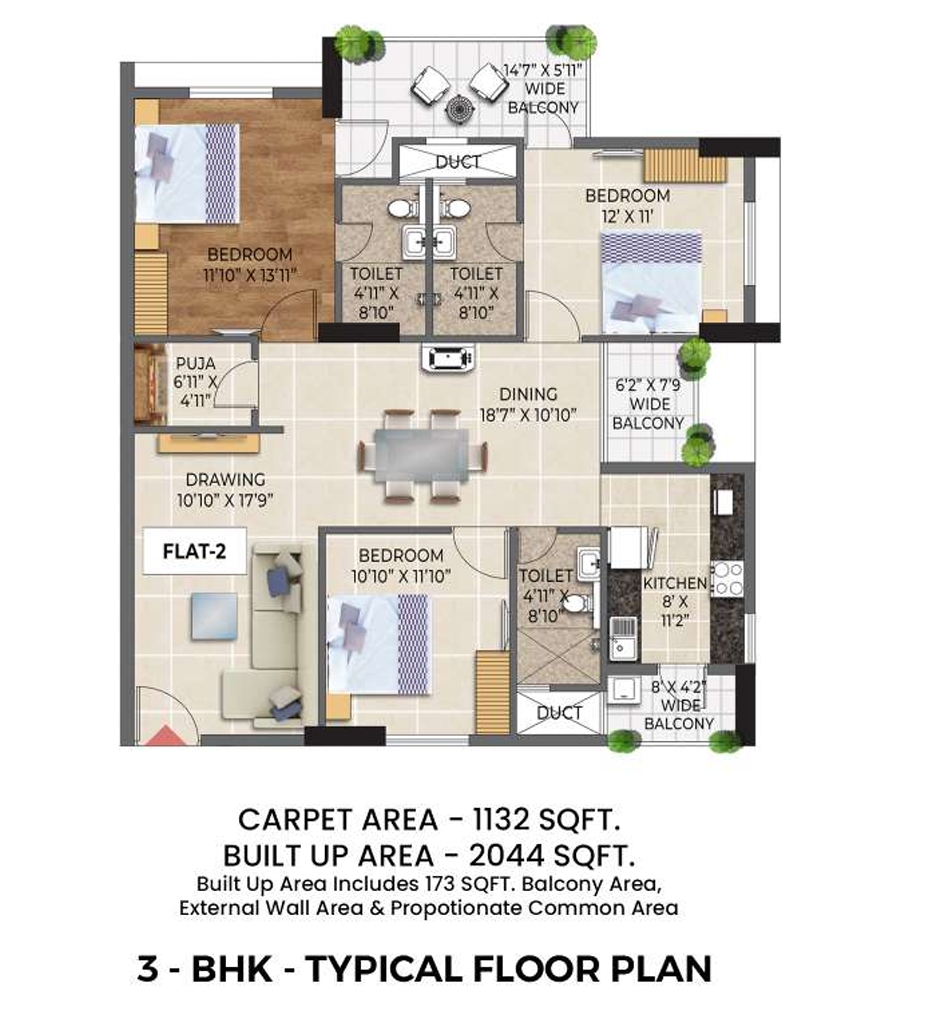 Laxmi Fresh Living Typical Floor Plan 3 BHK
