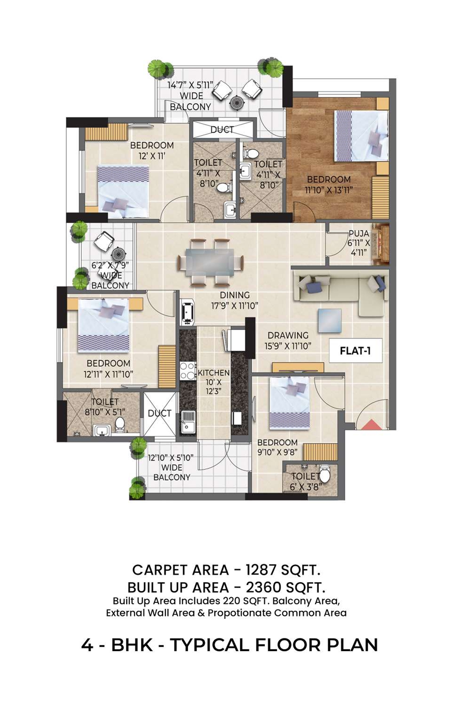 Laxmi Fresh Living Typical Floor Plan 4 BHK