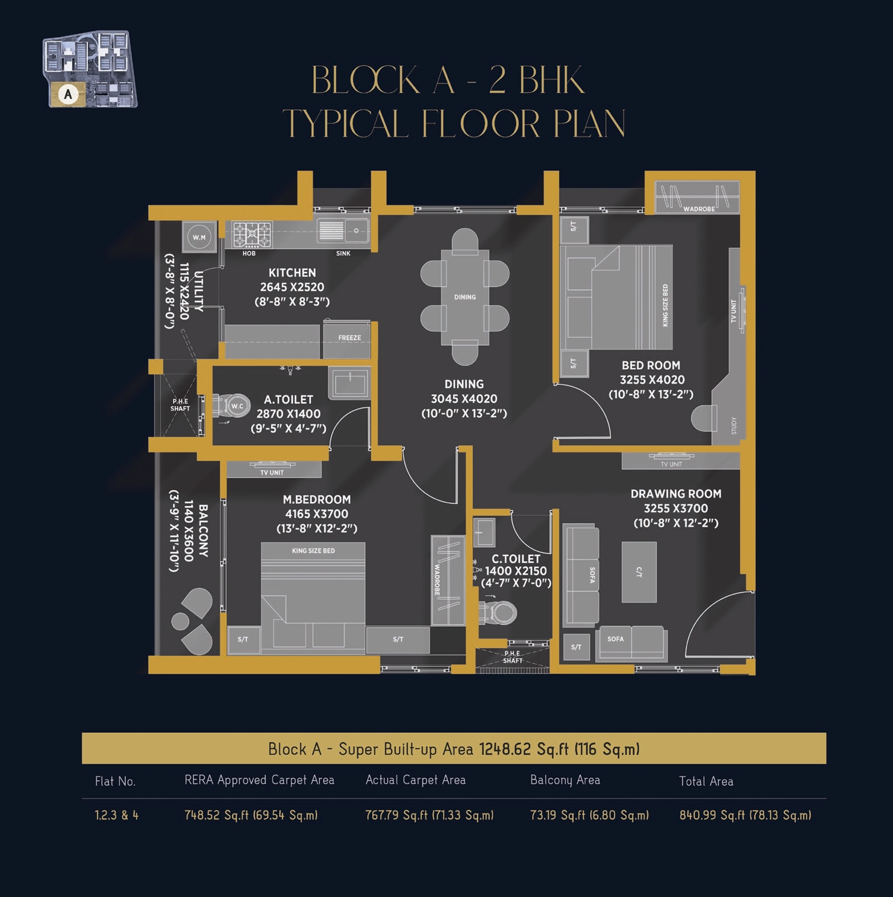Laxmi Vaikunthapuram Typical Floor Plan Block - A 2 BHK