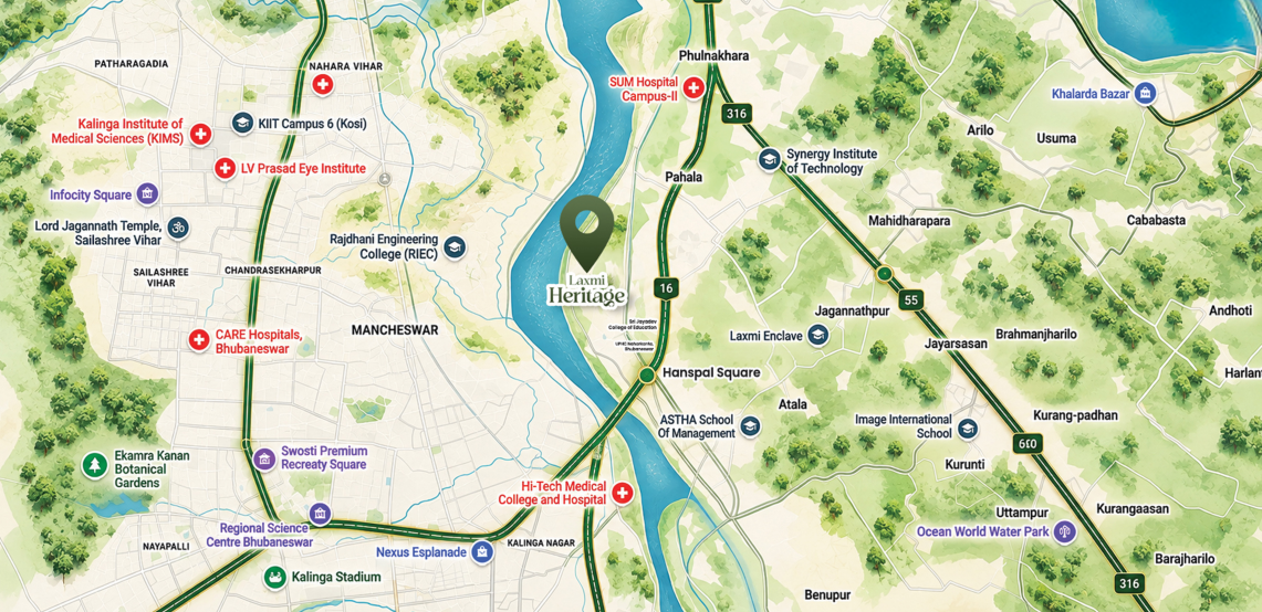 Laxmi Heritage location map near Hanspal Square