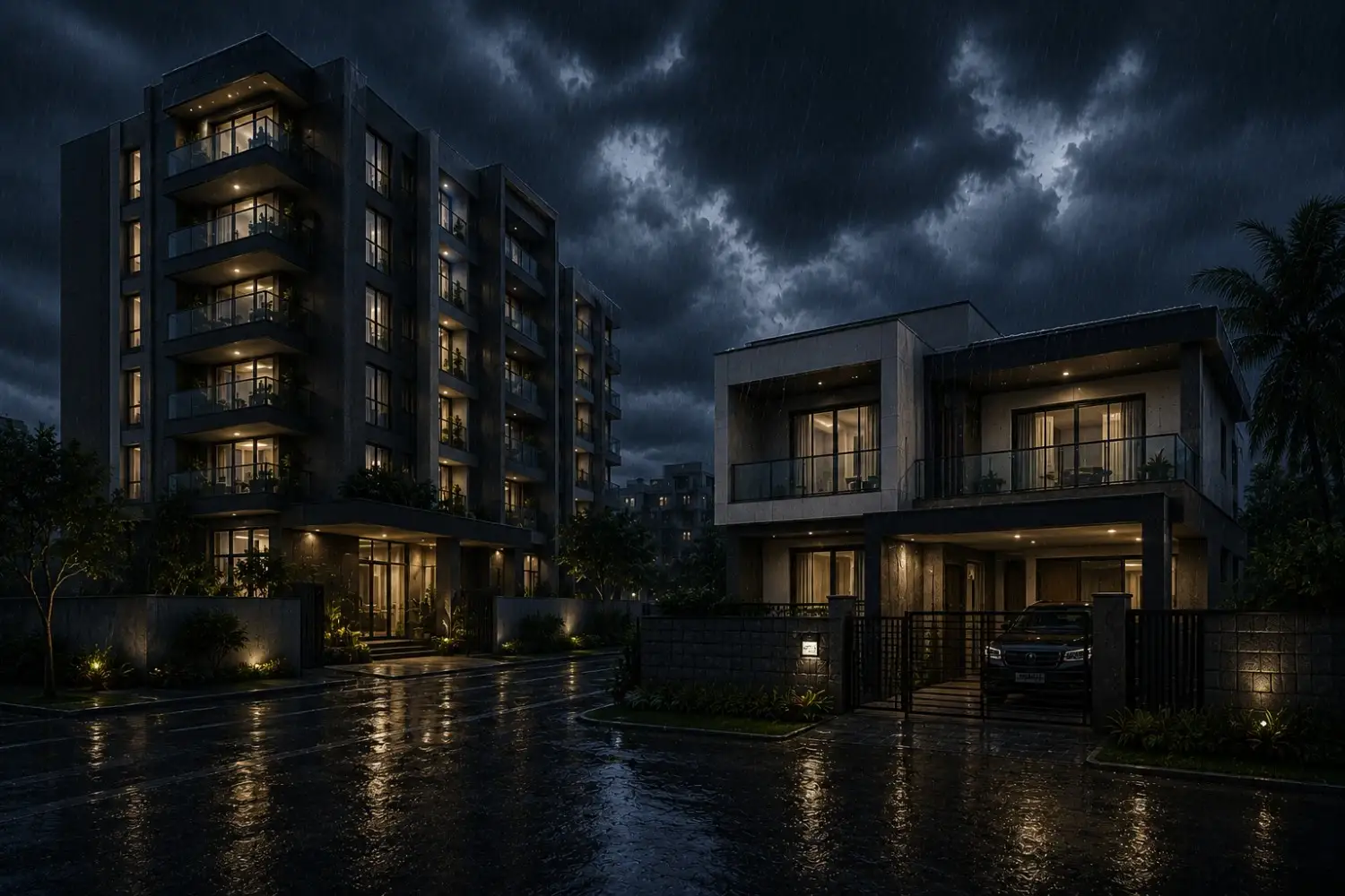 Why Apartments Are Safer Than Independent Houses During Heavy Rain | Monsoon Home Buying Guide